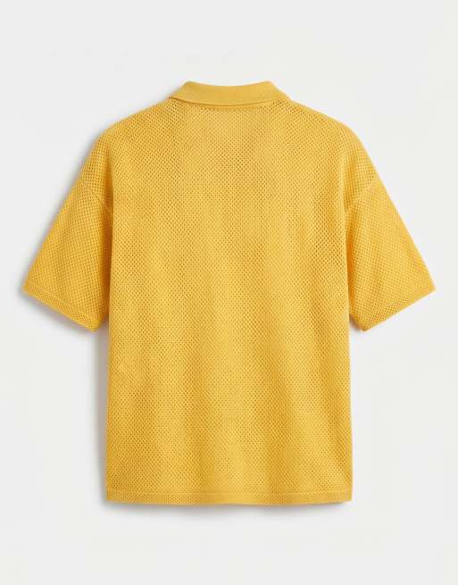 ASOS DESIGN - Pull décontracté style football en maille avec col cranté et broderie - Jaune, 7 de 7