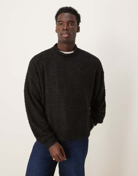 ASOS DESIGN - Pull duveteux ultra oversize coupe carrée à col montant - Noir - view 1