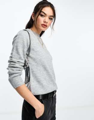 Pull Fille H&M Gris - Taille 11-12 Ans - Col Ras Du Cou - Manches Longues