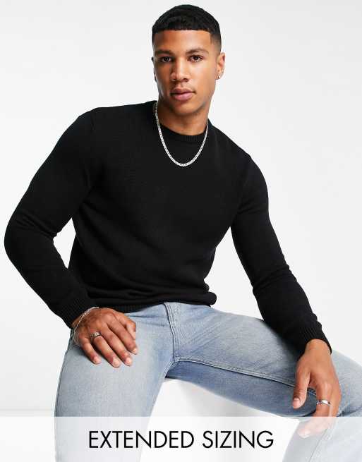 ASOS DESIGN - Pull en coton d'épaisseur moyenne torsadé - Noir