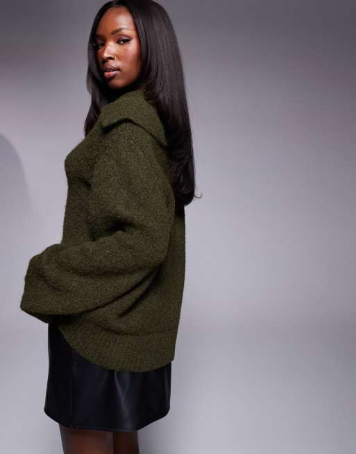 Pull Femme Gaufré Vert Forêt Kohl's - Taille S, Col Unique, Manches Longues - Occasion Très Bon état