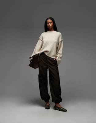 ASOS DESIGN - Pull en laine mélangée avec coutures apparentes - Crème-Blanc