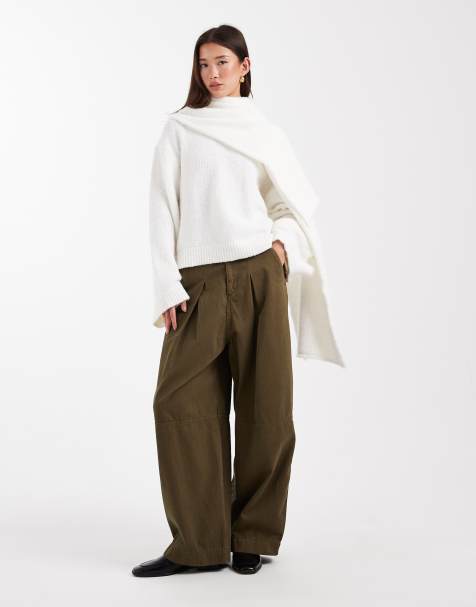 ASOS DESIGN - Pull en laine mélangée avec écharpe attachée - Crème - view 1