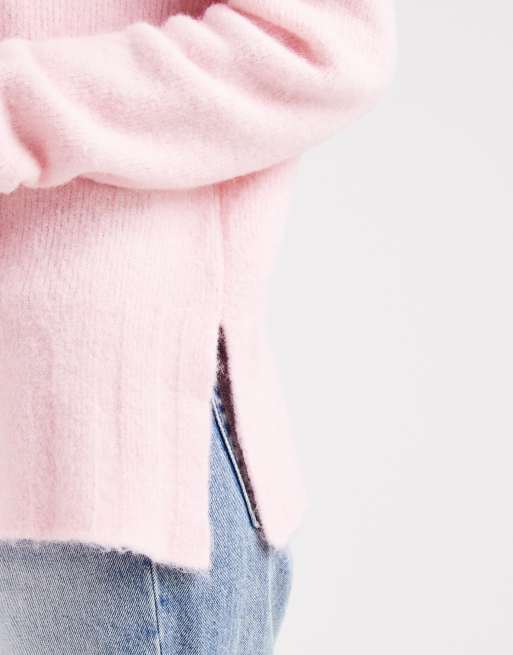 ASOS DESIGN - Pull en laine mélangée avec manches amples - Rose clair, 3 de 4