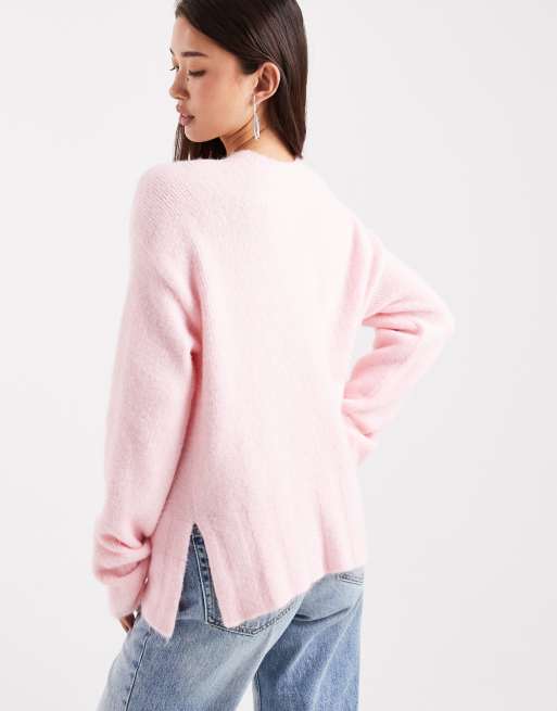ASOS DESIGN - Pull en laine mélangée avec manches amples - Rose clair, 4 de 4