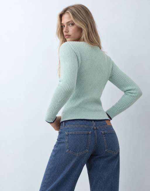 ASOS DESIGN pull en maille à col rond en aqua, 7 de 10