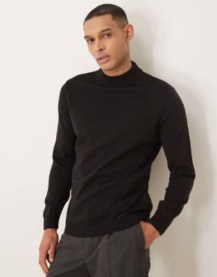 ASOS DESIGN - Pull en maille à col roulé - Noir - view 1
