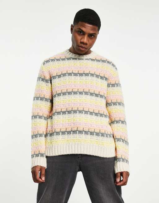 ASOS DESIGN - Pull en maille à coutures texturées - Tons pastel