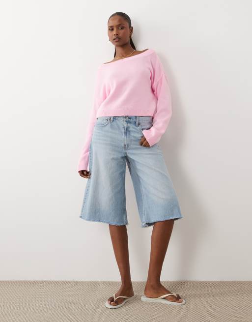 Pull en cachemire avec encolure bateau sur marine | Vetement