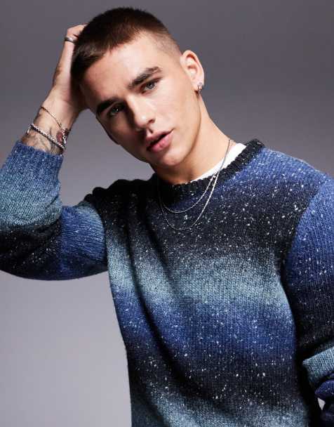 ASOS DESIGN - Pull en maille à rayures effet dégradé - Bleu - view 1