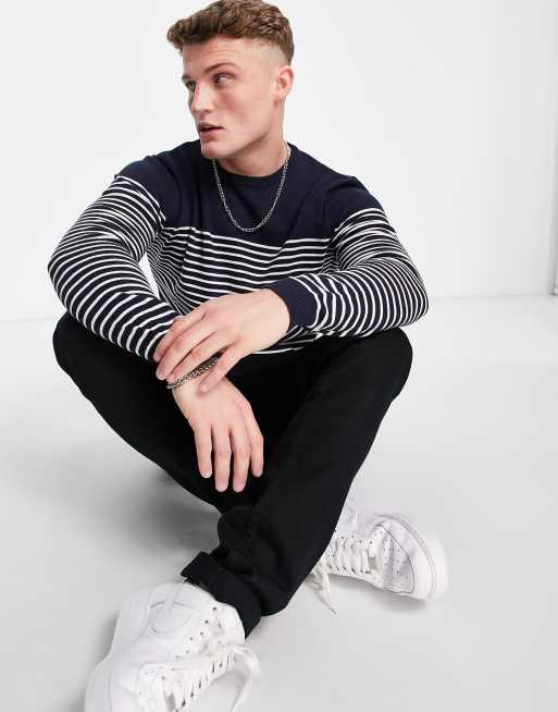 ASOS DESIGN - Pull en maille à rayures style marinière - Bleu marine, 3 de 4