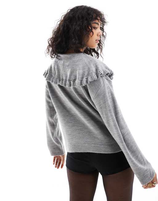 ASOS DESIGN - Pull en maille avec col - Gris, 4 de 4