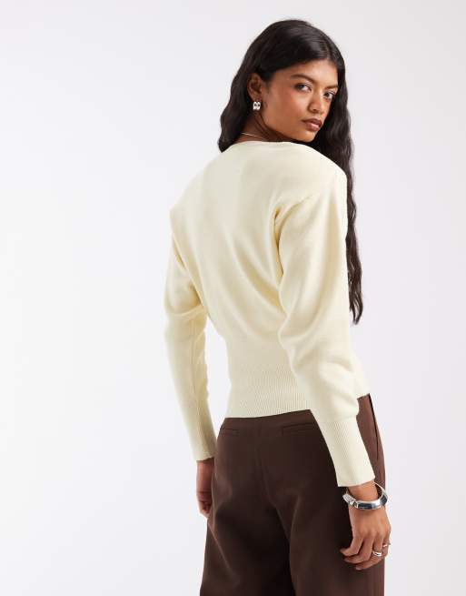 ASOS DESIGN pull en maille avec épaulettes jaune, 4 de 4