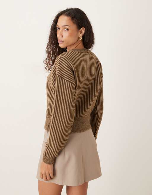 ASOS DESIGN - Pull en maille bicolore - Marron, 3 de 4