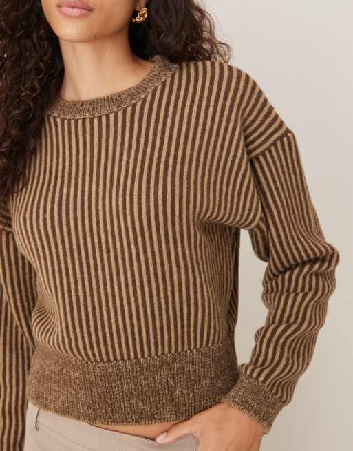 ASOS DESIGN - Pull en maille bicolore - Marron, 4 de 4
