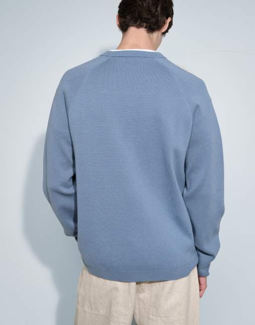 ASOS DESIGN pull en maille compacte coupe relaxed bleu clair, 5 de 7