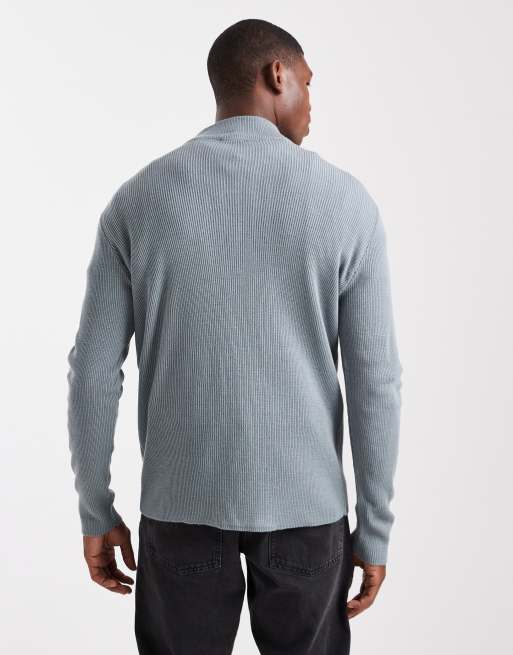 ASOS DESIGN - Pull en maille côtelée à col zippé - Gris, 4 de 5