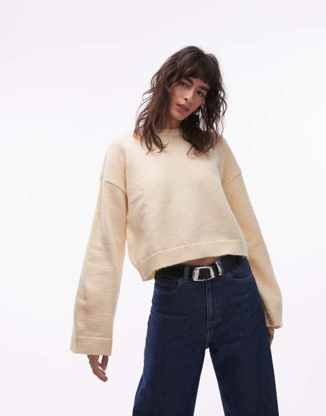 ASOS DESIGN - Pull en maille duveteuse à manches amples - Jaune beurre - view 1