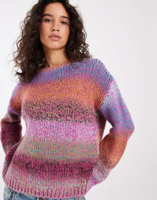 ASOS DESIGN pull en maille épaules dénudées ample multicolore