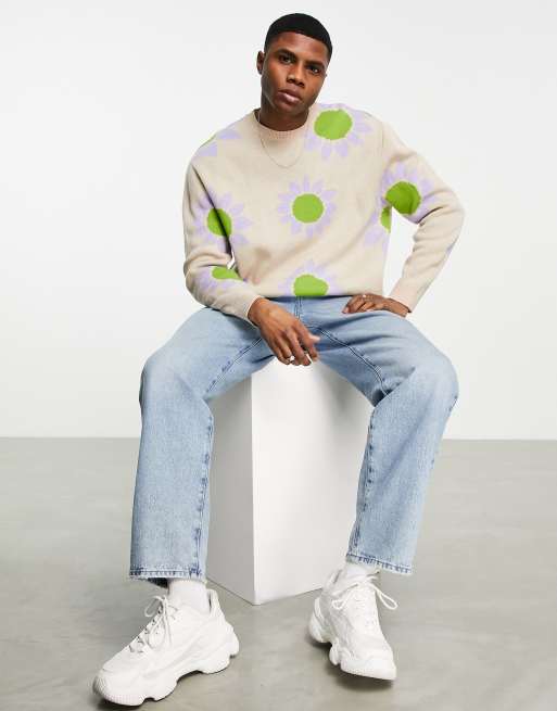 ASOS DESIGN - Pull en maille jacquard à motif floral