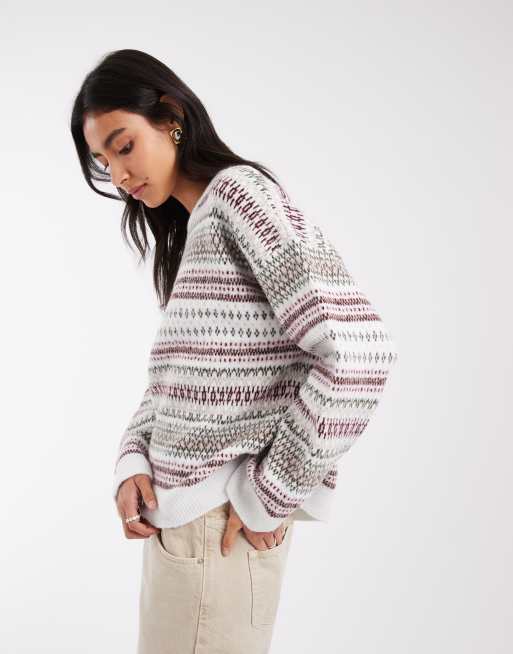 ASOS DESIGN pull en maille jacquard à rayures à manches longues multicolore, 4 de 4