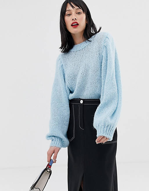 ASOS DESIGN - Pull en maille luxueuse à manches volumineuses