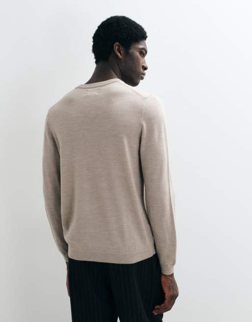 ASOS DESIGN pull en maille mérinos taupe, 5 de 5