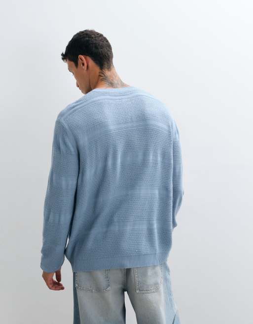 ASOS DESIGN pull en maille oversize à col henley bleu, 4 de 5