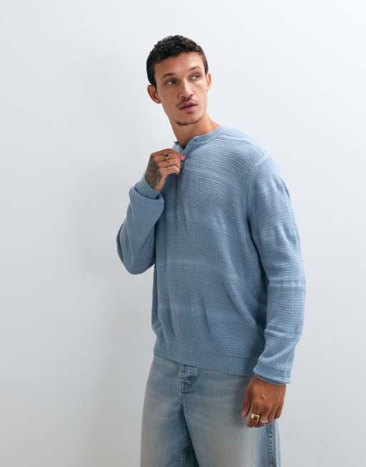 ASOS DESIGN pull en maille oversize à col henley bleu, 5 de 5