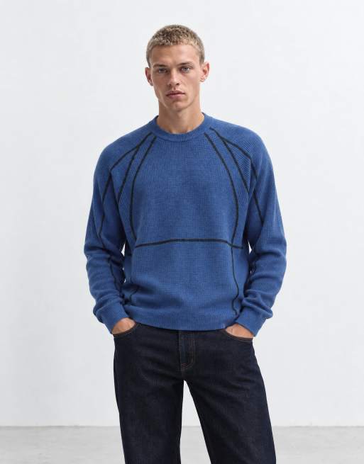 ASOS DESIGN pull en maille oversize à empiècements bleu, 7 de 9