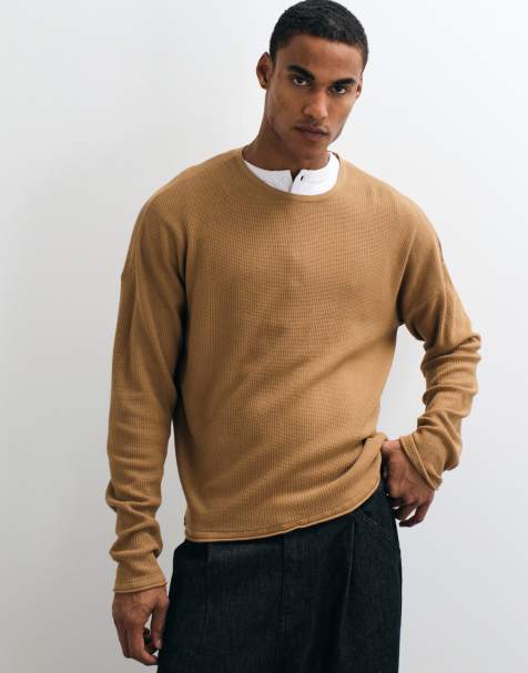 ASOS DESIGN pull en maille oversize col rond marron - view 1