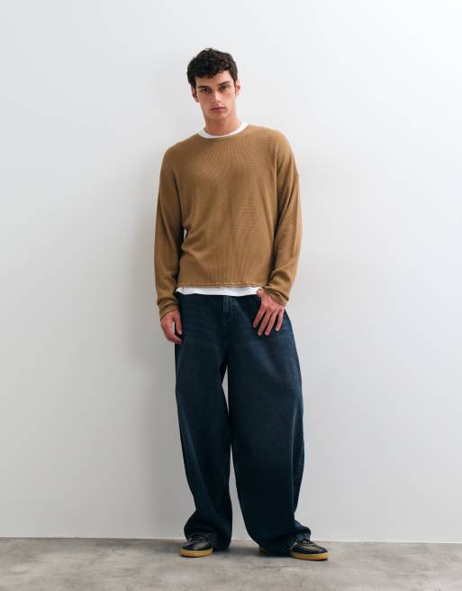 ASOS DESIGN pull en maille oversize col rond marron, 2 de 5