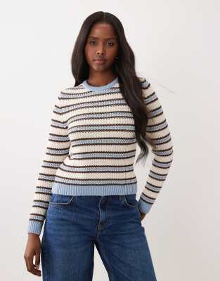 Pull en maille rayée - Bleu-Multicolore S