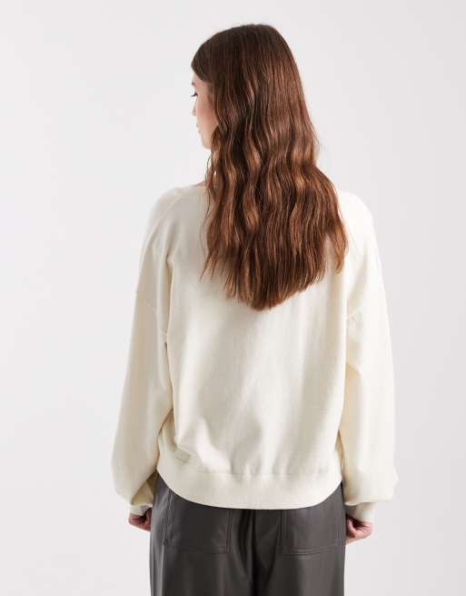 ASOS DESIGN - Pull en maille ultra-douce à col V - Écru, 4 de 4