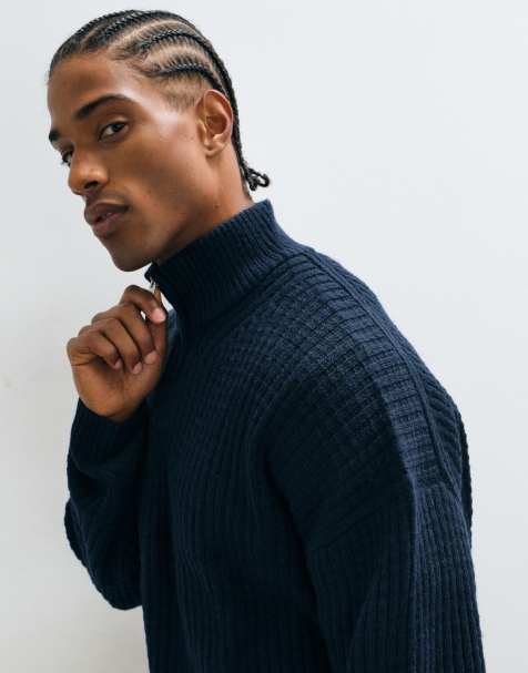 ASOS DESIGN pull en maille ultra oversize à demi-zip marine - view 1