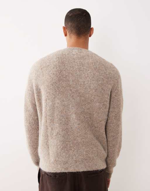 ASOS DESIGN - Pull Henley décontracté en maille de laine mélangée - Beige, 3 de 5