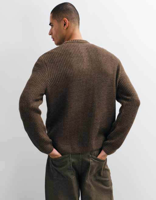 ASOS DESIGN pull henley oversize texturé marron, 2 de 5