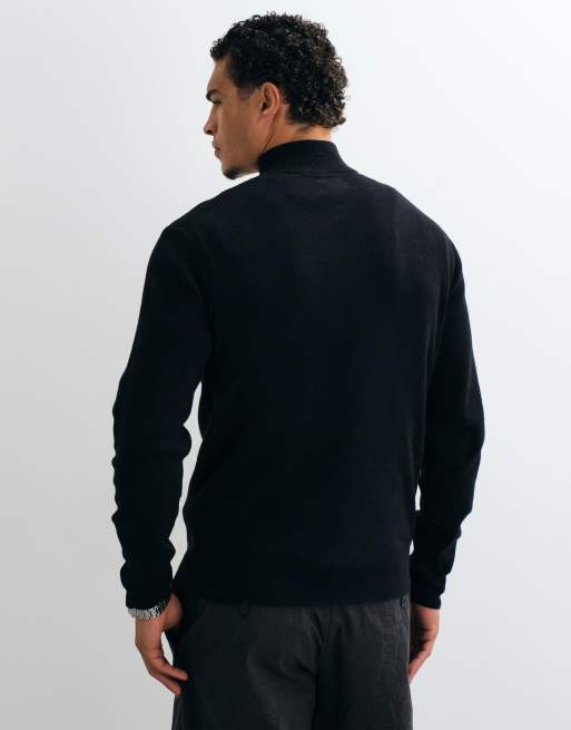 ASOS DESIGN pull léger en maille à col cheminée essentiel noir, 2 de 5