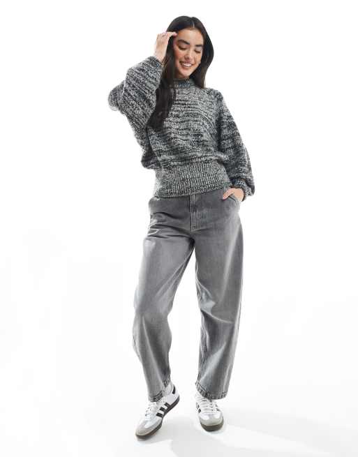 ASOS DESIGN - Pull manches ballon - Noir et blanc, 4 de 4