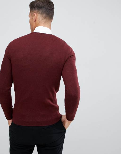 ASOS DESIGN - Pull moulant en laine mérinos - Bordeaux, 2 de 4