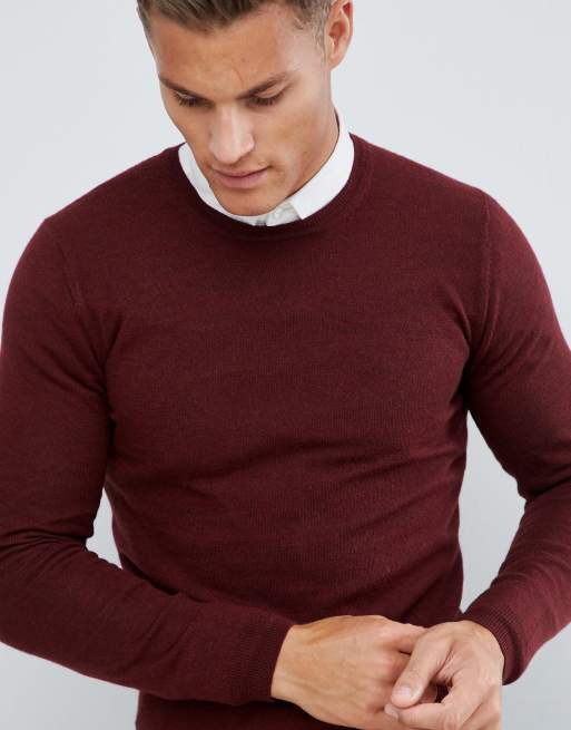 ASOS DESIGN - Pull moulant en laine mérinos - Bordeaux, 3 de 4