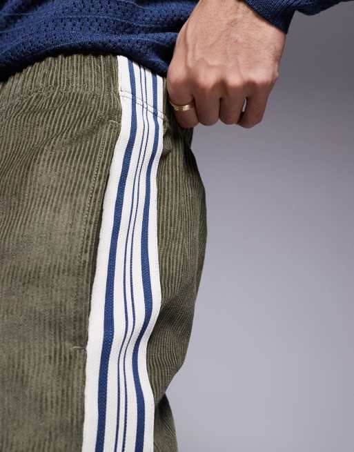 ASOS DESIGN pull on baggy trouser with stripe detail in green cord , 5 of 5