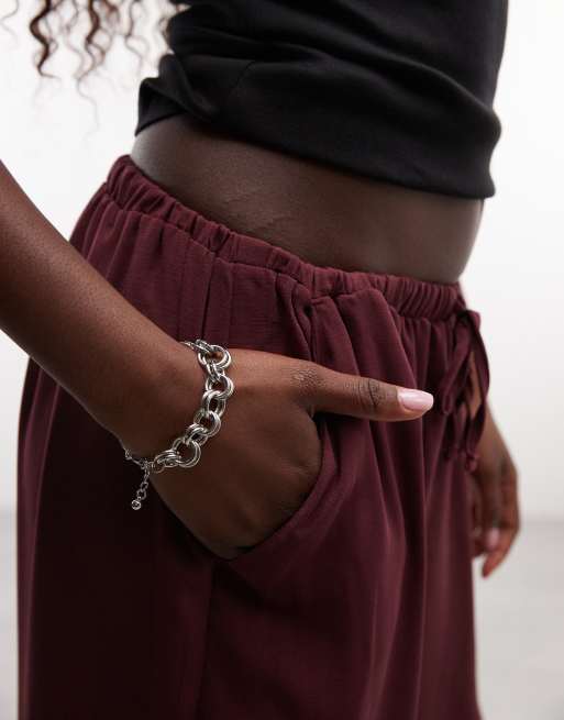 ASOS DESIGN pull on balloon pants in burgundy, 4 of 5