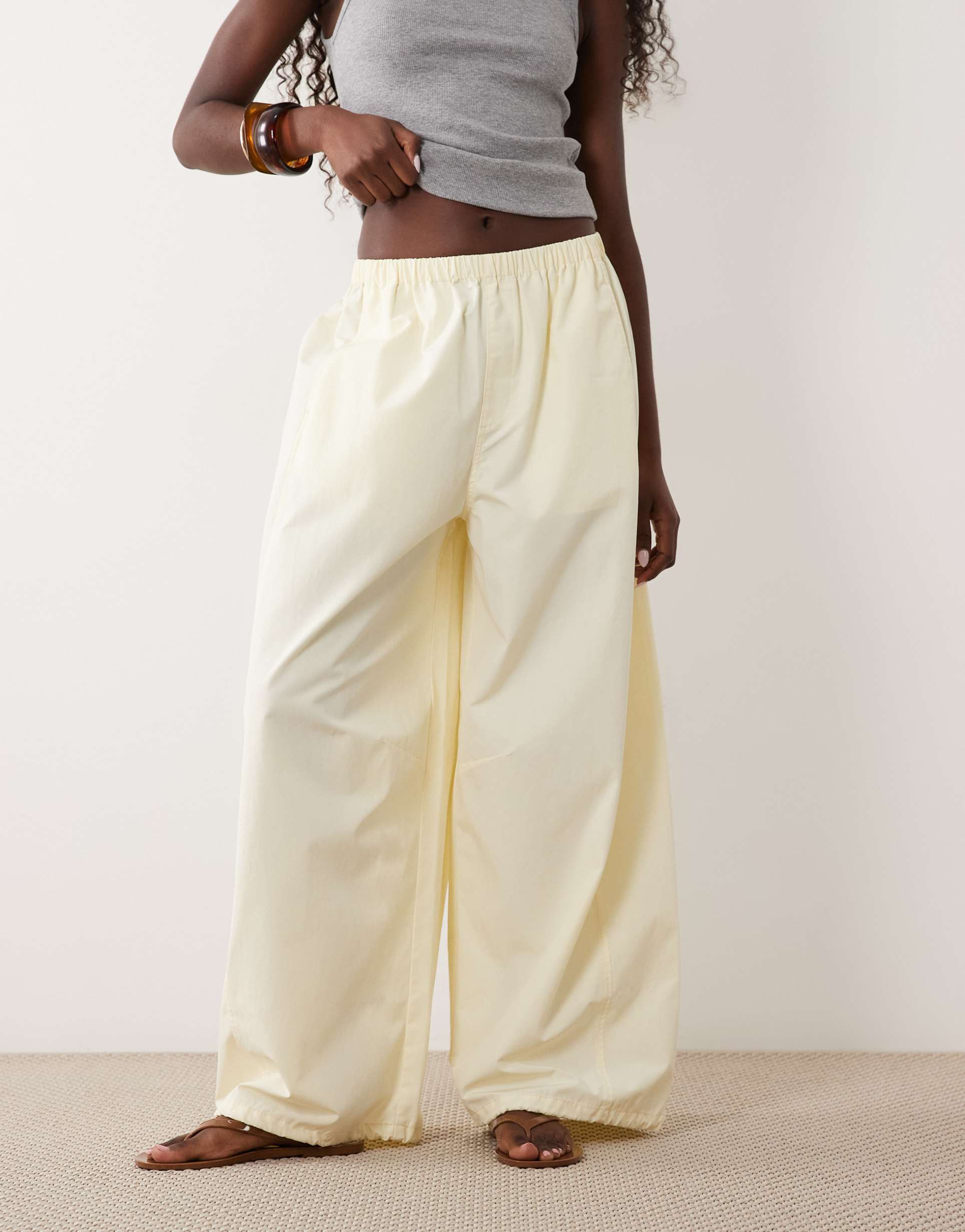 asos design pull on balloon pants in buttermilk