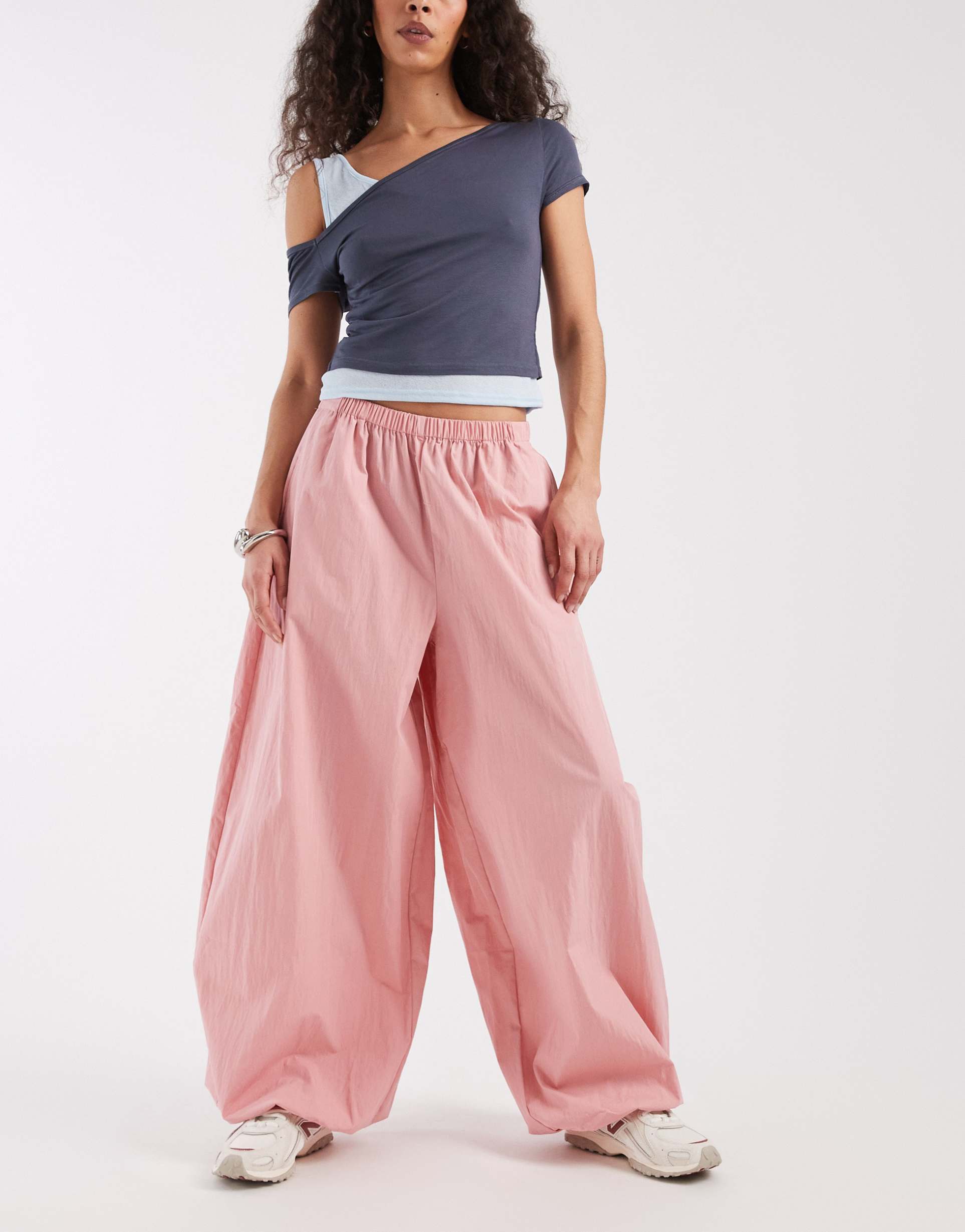 asos design pull on balloon pants in pink