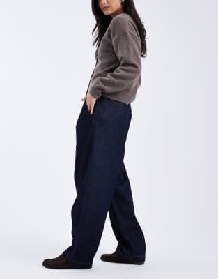 Asos Design Pull On Barrel Leg Jeans In Blue