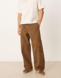 [ASOS DESIGN] ASOS DESIGN pull on barrel pants in brown XL BROWN