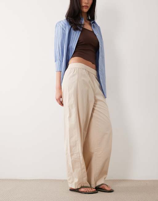 ASOS DESIGN pull-on barrel pants in stone, 2 of 5
