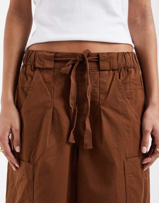ASOS DESIGN pull on barrel trousers in chocolate, 5 of 5