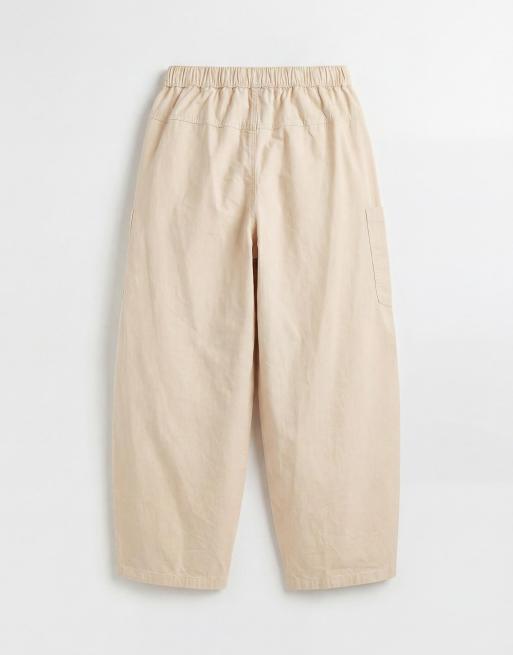 ASOS DESIGN pull on barrel trousers in cream, 7 of 7